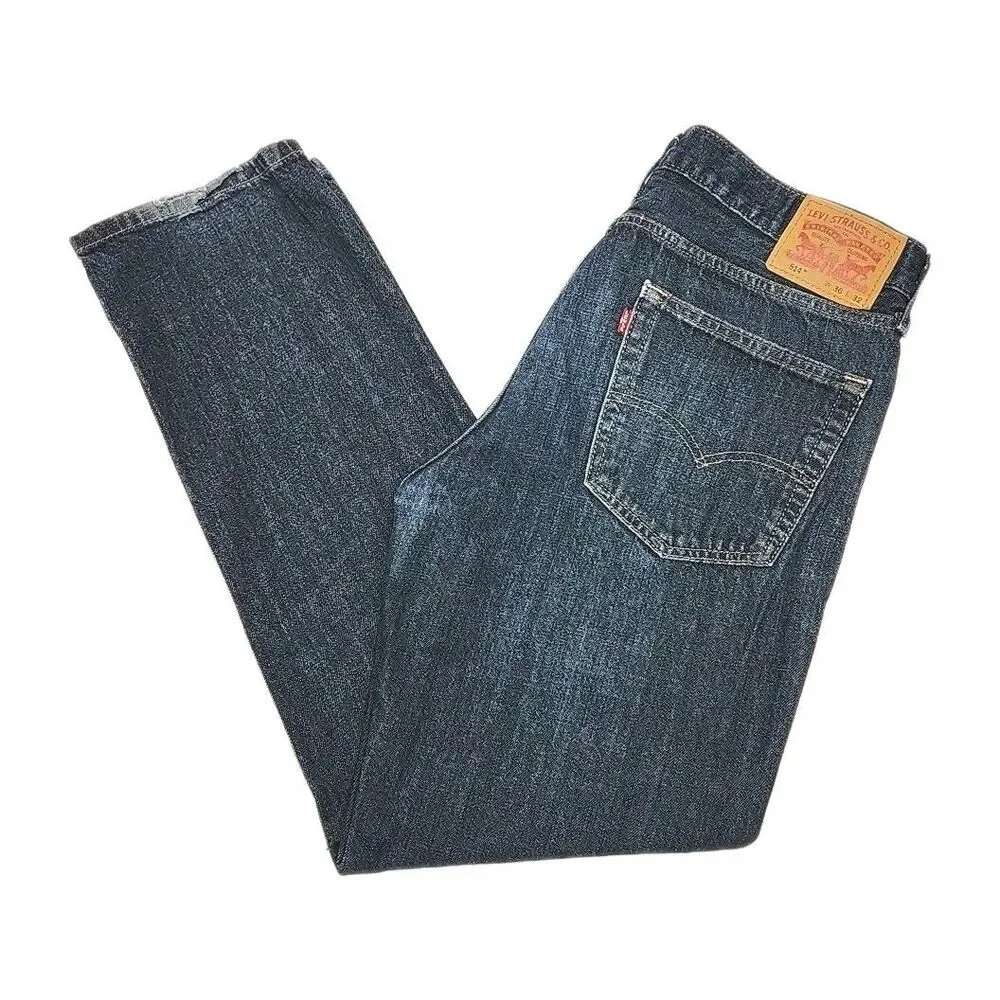 Levi's 514 Jeans Blue Straight Fit Men Size 36 x 32 Dark Wash Cotton